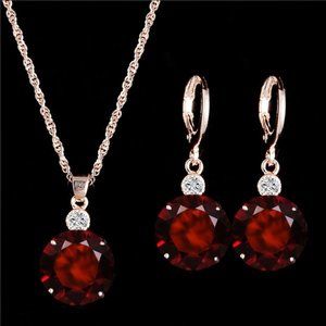 18K White-Yellow Gold Jewelry Set (Red & Gold)
